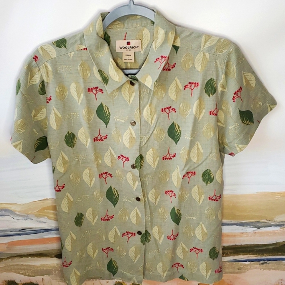 Plant button down shirt silk cotton blend